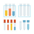Set of different test tubes with colored liquid