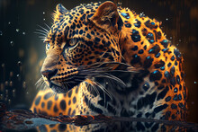 Beautiful Photo Jaguar, Natural Background. Generative AI Technology