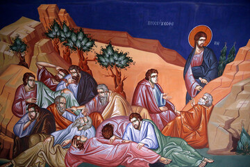 Wall Mural - Kykkos monastery, Cyprus. Jesus with his disciples in Getsemani.