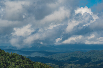 Wall Mural - Landscape view and layers mountain at rural area chiangmai