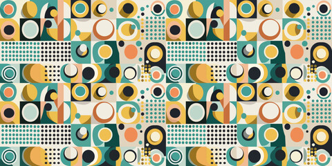 Poster - Geometric pattern, retro style from simple shapes. Print for surfaces, packaging, interior design.