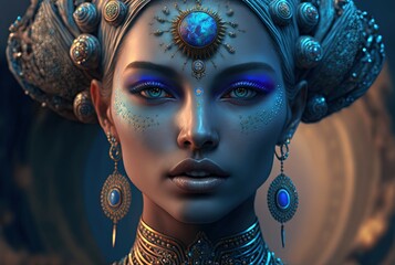 goddess of zodiac - cancer. generative ai, non-existent person.