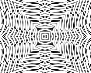 Wall Mural - Abstract background with optical illusion wave. Black and white horizontal lines with wavy distortion effect for prints, web pages, template, posters, monochrome backgrounds and pattern