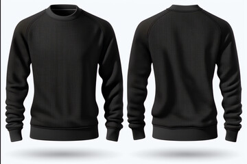 T-Shirt Short Sleeve Longline Curved Hem for Men's. For mockup, 3d rendering, 3d illustration. Black front and back