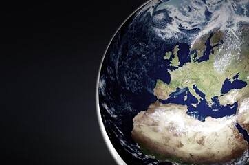 Wall Mural - earth globe view from space on dark background