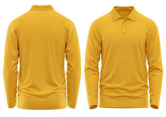 Wall Mural - Polo shirt Long Sleeve with two button rib collar, 3d rendered, YELLOW