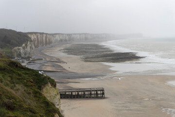 Wall Mural - Veules-les-Roses and its famous coastline with cliffs over the Channel