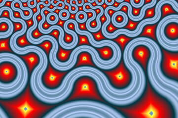 Wall Mural - red fractal truchet backdrop - quarter-circles generative self-similar pattern - abstract bright sel
