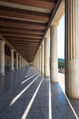 Fototapete - Stoa of Attalos, in the Agora of Athens, Greece. It was built by King Attalos II of Pergamon, typical of hellenistic age under the rock of Acropolis.