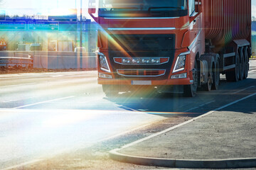 Wall Mural - HGV vehicle truck traveling on motorway in England UK