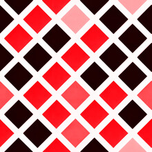 Geometric Checkerboard Design Seamless Pattern. Rhombus Striped Colorful Summer Background. Creative Trendy Style. Modern Red Black Print For Fashion Textile Fabric, Cloth, Home Decor