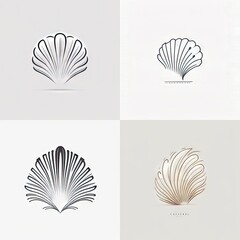 Wall Mural - set of sea shell icons logo, simple minimal flat illustration, generative ai