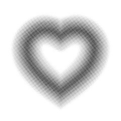 Wall Mural - heart shape. black faded heart silhouette isolated on white background. modern fade halftone frame. 