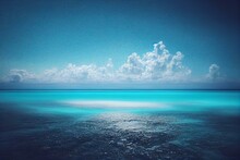 Nature, Landscape, Rest, Blue Horizon, Merging Of Clear Sky And Turquoise Sea. Escape To The Sea, Clear Coast. Generative AI