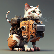 Fantasy Cat Robot From The Future 