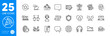 © blankstock - Outline icons set. Blog, Food delivery and Message icons. Info app, Cashback card, Global insurance web elements. Wallet, Voting hands, Laptop insurance signs. Recovery laptop. Vector