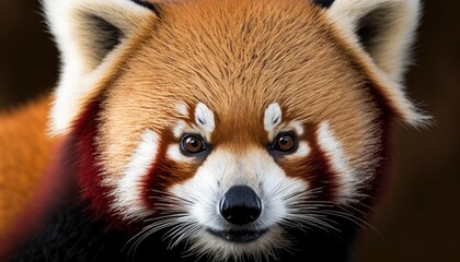 Closeup head red panda 