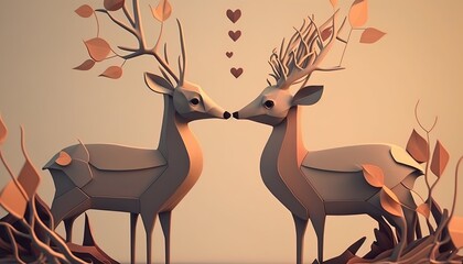 Wall Mural - expressing emotions  deer