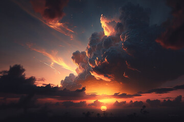 Wall Mural - beautiful sunset sky generative ai