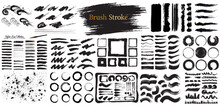 Collection Of Black Paint, Ink Brush Strokes. Vector Paintbrush Set. Brush Strokes Text Boxes. Grunge Design Elements.