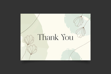 Wall Mural - thank you card template design with abstract hand drawn minimalist background