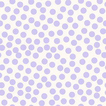 Polka Dot Vector Seamless Pattern. Abstract Minimal Funky Texture With Small Irregular Lilac Circles On White Background. Modern Dots Ornament Pattern. Repeat Design For Decor, Fabric, Wrapping, Print