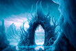 © Sunshower Shots - Gate in ice hell landscpe. Generative AI