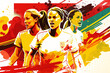 Colorful abstract banner of Women's Soccer World Cup. Generative AI illustration