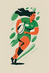 rugby woman man sport illustration people exercising athletes health activities training exercise background flat cartoon
style vector graphic flat colorful design simple lines active generative ai