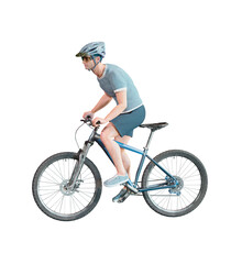 Athlete man cyclists with bicycle 3d render