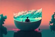 The introverts retreat. an introverted person relaxing alone in bath, concept of Self-care and Solitude, created with Generative AI technology