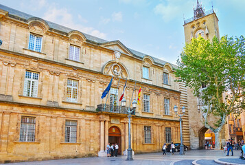 Sticker - The City Hall and Belfry (Clock Tower) of Aix-en-Provence, France