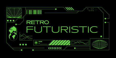 Wall Mural - modern retro futuristic interface frame