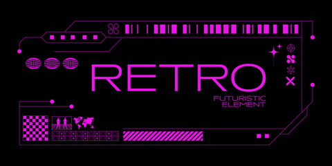 Poster - Retro futuristic interface template and element