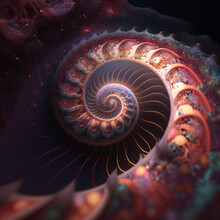 An Infinite Pink Fractal Spiral Isolated On A Black Background Generative Ai