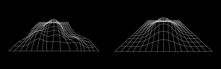 Sticker - wireframe contour element in retro