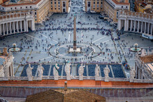 View Of Saint Peters Square From Roof Of Cupola Of Saint Peters Basilica, Vatican City, Rome, Italy