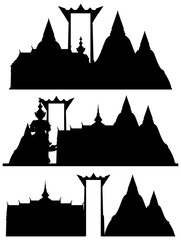 Sticker - Thailand tourist attraction landmark with silhouette