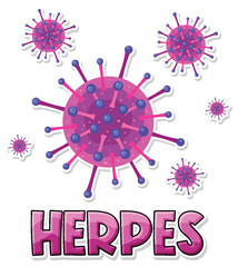 Canvas Print - Herpes simplex virus on white background