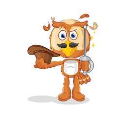 Poster - owl fencer character. cartoon mascot vector