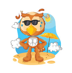 Sticker - owl sunbathing in summer. character vector