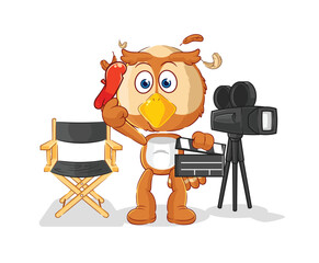 Poster - owl director mascot. cartoon vector