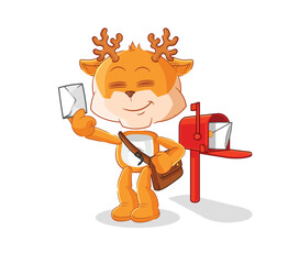 Canvas Print - deer postman vector. cartoon character