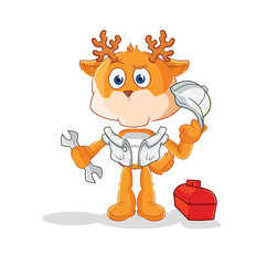 Poster - deer mechanic cartoon. cartoon mascot vector