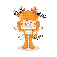 Canvas Print - deer applause illustration. character vector