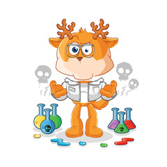 Poster - deer mad scientist illustration. character vector