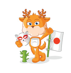 Sticker - deer japanese fox character. cartoon mascot