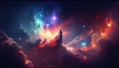 An illustration of the infinite universe, stars, and galaxies, cosmic wonders in deep space that inspire awe
