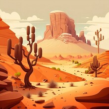 A Cartoon Depiction Of A Desert Canyon Generative AI
