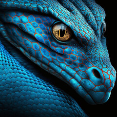 Wall Mural - Blue viper snake closeup face